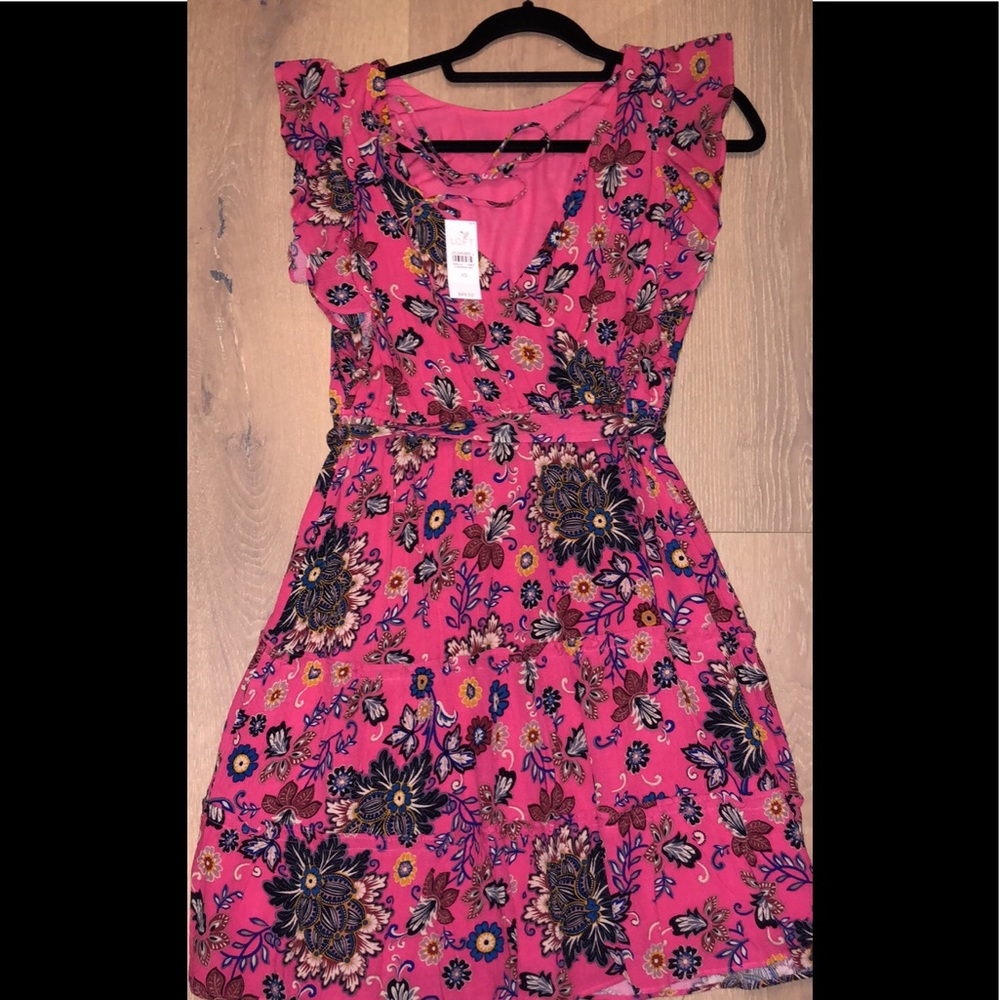 NWT loft pink floral dress